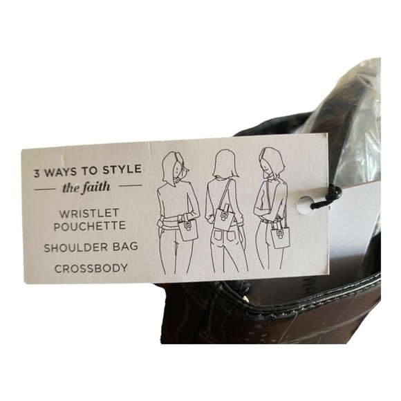 Brahmin Faith Black Veil Croc Embossed Melbourne Leather Satchel Bucket Bag - Picture 8 of 9